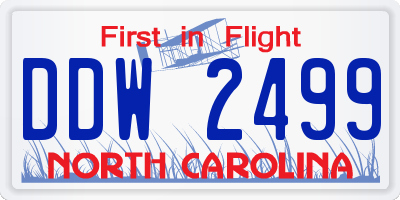 NC license plate DDW2499