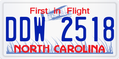 NC license plate DDW2518