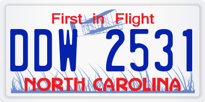 NC license plate DDW2531