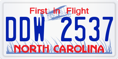 NC license plate DDW2537