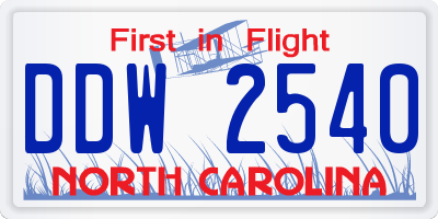 NC license plate DDW2540