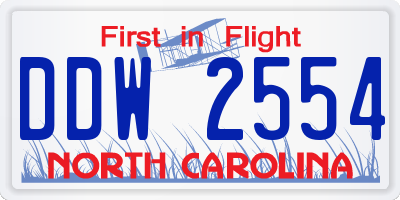 NC license plate DDW2554