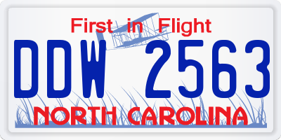 NC license plate DDW2563