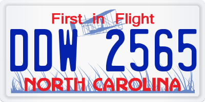 NC license plate DDW2565