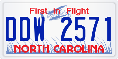 NC license plate DDW2571