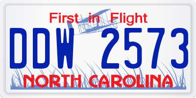 NC license plate DDW2573