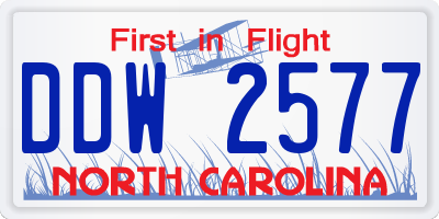 NC license plate DDW2577