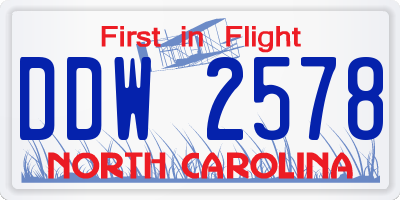 NC license plate DDW2578
