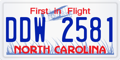 NC license plate DDW2581