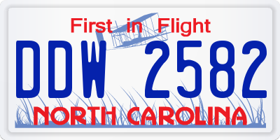 NC license plate DDW2582