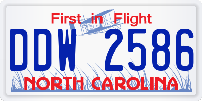 NC license plate DDW2586
