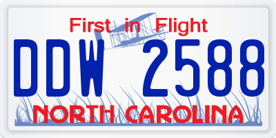 NC license plate DDW2588