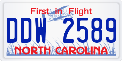 NC license plate DDW2589