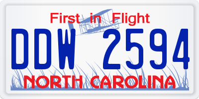 NC license plate DDW2594