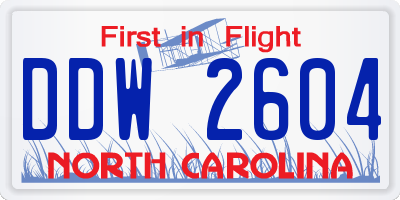 NC license plate DDW2604