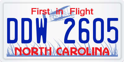 NC license plate DDW2605