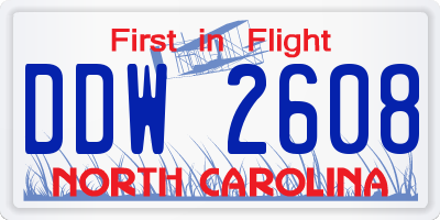 NC license plate DDW2608