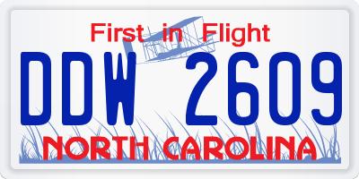 NC license plate DDW2609