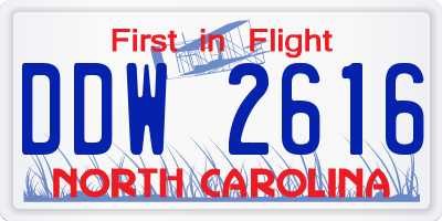 NC license plate DDW2616