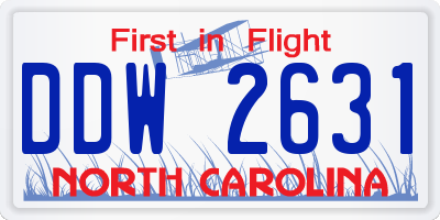 NC license plate DDW2631