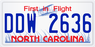 NC license plate DDW2636