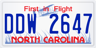 NC license plate DDW2647