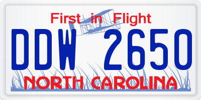 NC license plate DDW2650