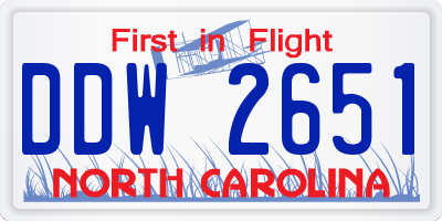 NC license plate DDW2651