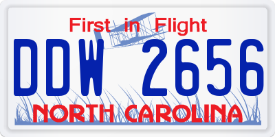NC license plate DDW2656