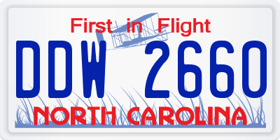 NC license plate DDW2660