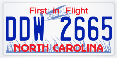 NC license plate DDW2665