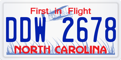 NC license plate DDW2678