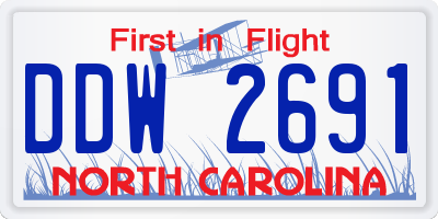 NC license plate DDW2691