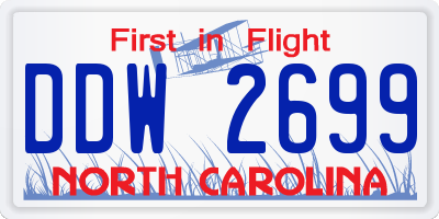 NC license plate DDW2699
