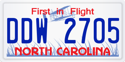 NC license plate DDW2705