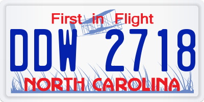 NC license plate DDW2718