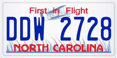 NC license plate DDW2728