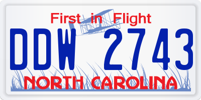 NC license plate DDW2743
