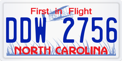 NC license plate DDW2756