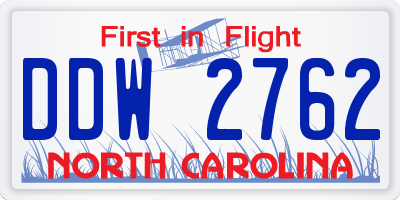 NC license plate DDW2762