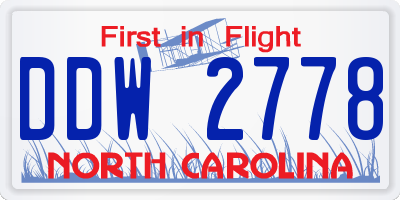 NC license plate DDW2778