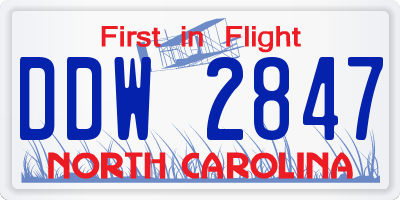 NC license plate DDW2847