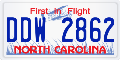 NC license plate DDW2862