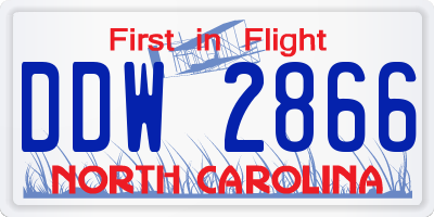 NC license plate DDW2866