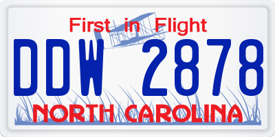 NC license plate DDW2878