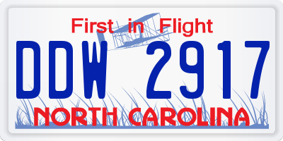 NC license plate DDW2917