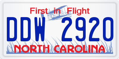NC license plate DDW2920