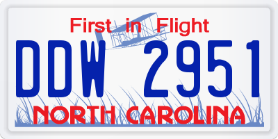 NC license plate DDW2951