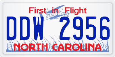 NC license plate DDW2956