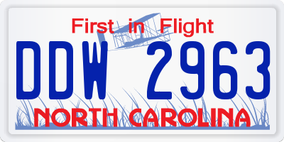 NC license plate DDW2963